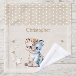 Toalha De Rosto Lindo leopardo adicionar nome bolinhas estrelas ma
