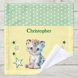 Toalha De Rosto Lindo leopardo adicionar nome bolinhas estrelas ve