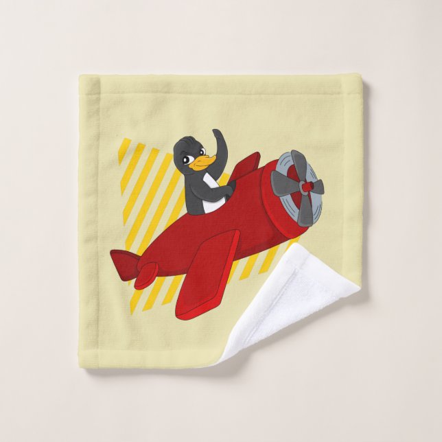 Toalha De Rosto Linho de lavagem de cartoon de pinguim voador (Pano de lavar)