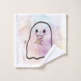 Toalha De Rosto Little ghost eats pizza