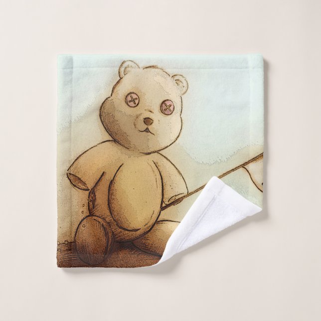 Toalha De Rosto Lixo ilustrado colorido - Ursinho (Pano de lavar)