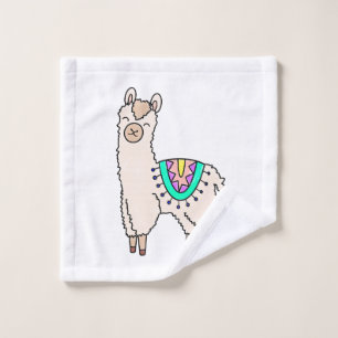Toalha De Rosto llama alpaca de desenho animado sorridente e feliz