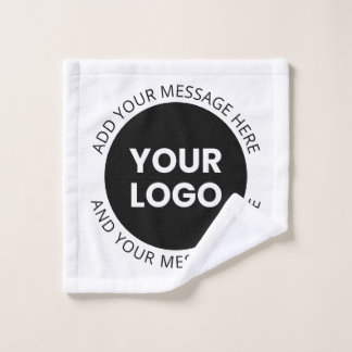 Toalha De Rosto Logotipo comercial e texto editável Branco e Preto