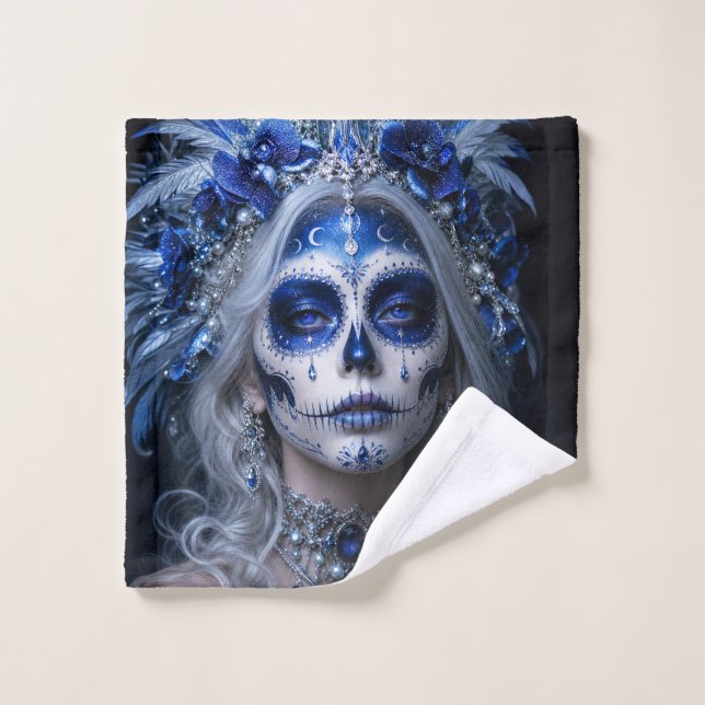 Toalha De Rosto Lua Safira Calavera – Azul Celestial (Pano de lavar)