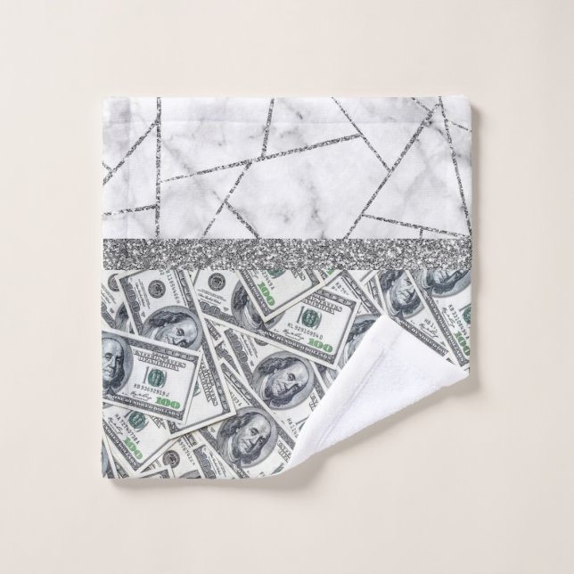 Toalha De Rosto Luxury Prata Dólares Marble Interior Sho (Pano de lavar)