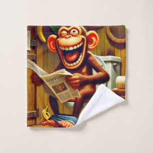 Toalha De Rosto Macaco de Cartoon Engraçado no Banheiro