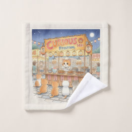 Toalha De Rosto Magical Matsuri Night: Playful Kittens & Japanese 
