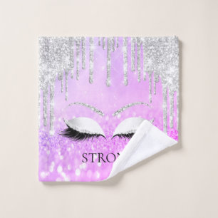 Toalha De Rosto Makeup Glitter Eyes Drivers Silver Pink Fuchsia Na