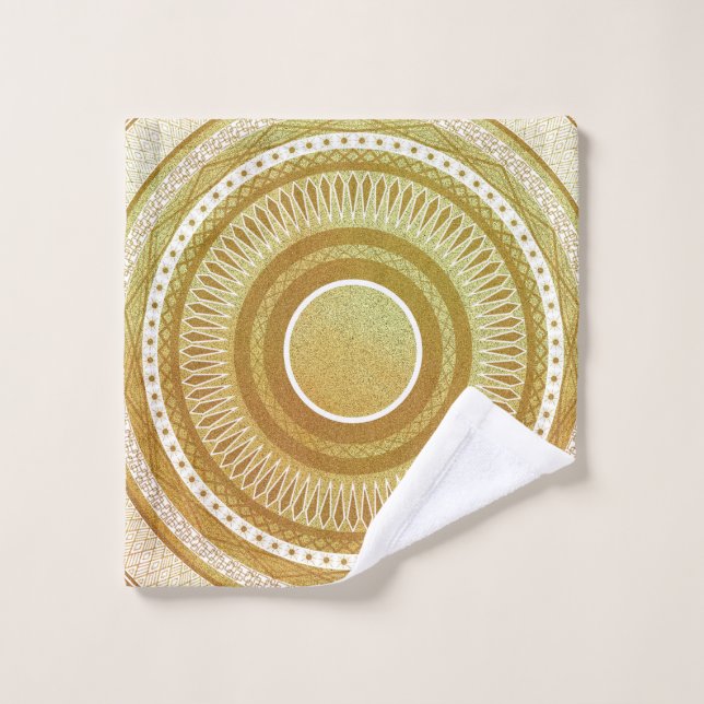 Toalha De Rosto Mandala de Ouro e Brilho (Pano de lavar)