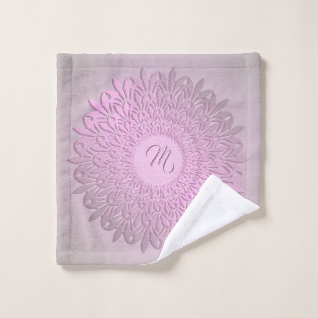 Toalha De Rosto Mandala étnica do inclinação. Monograma (Pano de lavar)