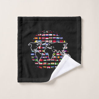 Toalha De Rosto Mapa Mundial de Viagens Mapa Mundial Bandeiras Int