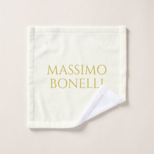 Toalha De Rosto Marfim & Dourado Minimalista Moderno Elegante Nome