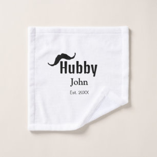 Toalha De Rosto marido Hubby adiciona nome data ano bigode simples