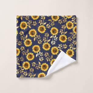 Toalha De Rosto Marinho Amarelo sunny Dourado Girassóis Girassóis
