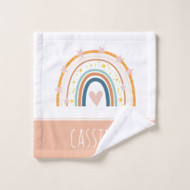 Toalha De Rosto Meninas do arco-íris do Pastel
