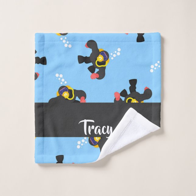 Toalha De Rosto Mergulhador sob padrão de água (Pano de lavar)