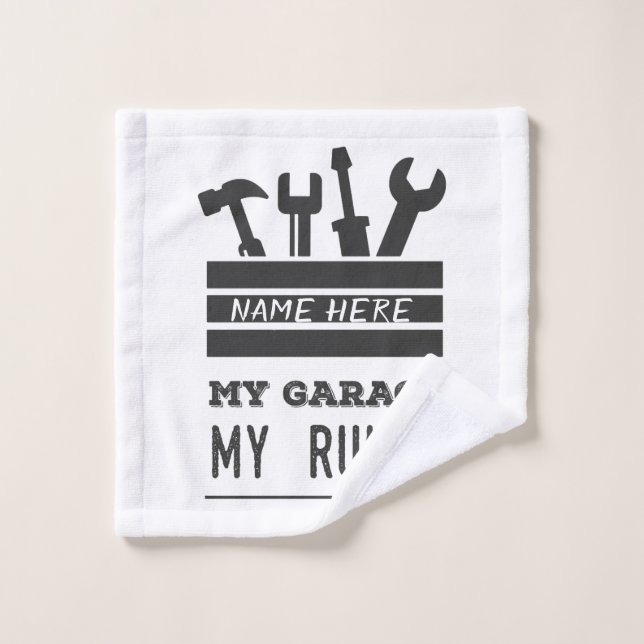 Toalha De Rosto Minha Garagem Personalizada - Minhas Regras (Pano de lavar)