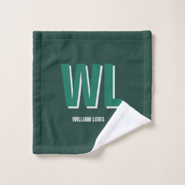 Toalha De Rosto Minimalist Emerald Green Personalized Monogram