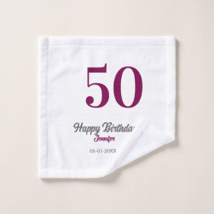 Toalha De Rosto modelo de 50º aniversário adicionar nome data ano 