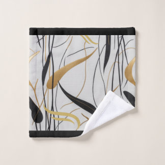 Toalha De Rosto Modern Black & Gold Abstract Line wash cloth