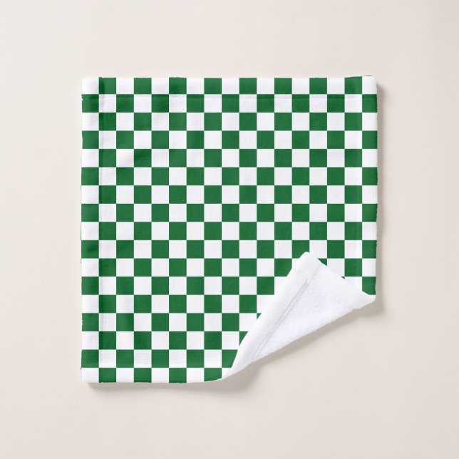 Toalha De Rosto Modern White Squares on Forest Green (Pano de lavar)