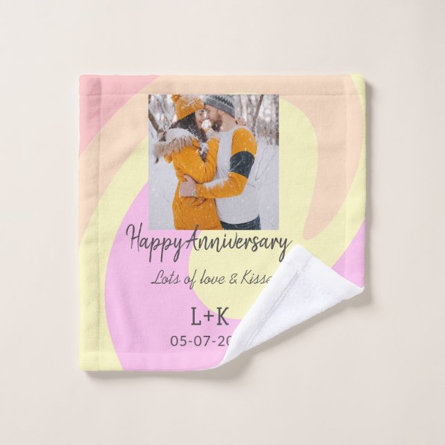 Toalha De Rosto Moderno Boho feliz aniversário adicione nome data  (Pano de lavar)