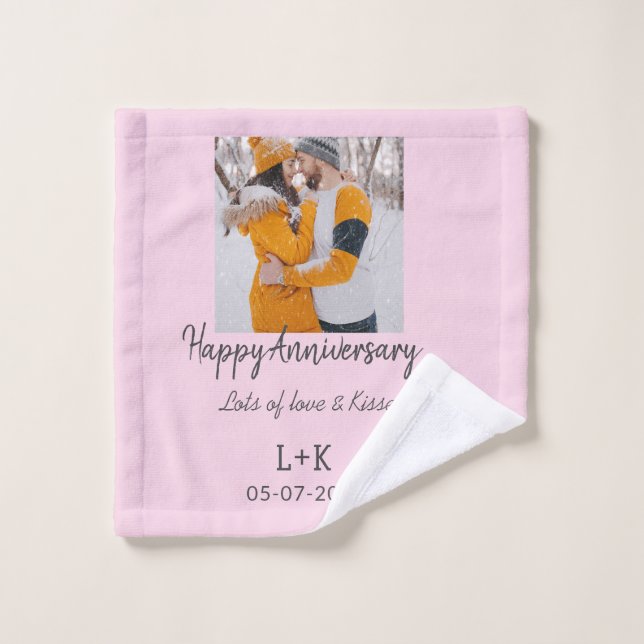 Toalha De Rosto Moderno Boho feliz aniversário adicione nome data  (Pano de lavar)