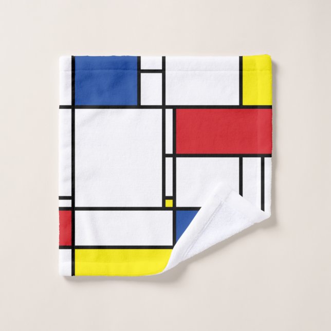 Toalha De Rosto Mondrian Minimalist Geométrico De Stijl Modern Art (Pano de lavar)
