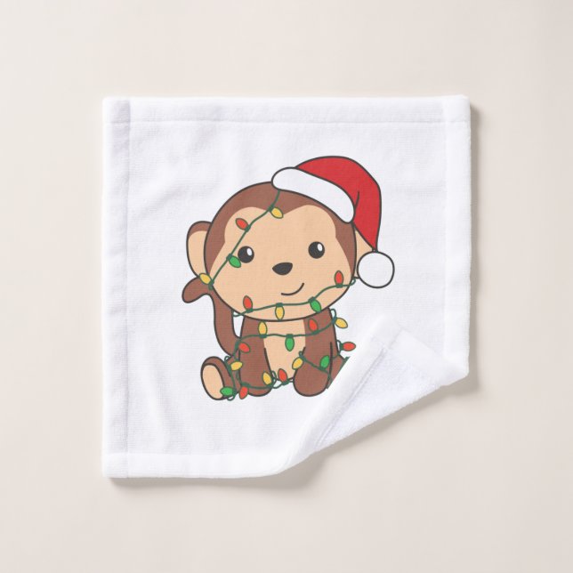 Toalha De Rosto Monkey Christmas Winter Animals Monkeys (Pano de lavar)