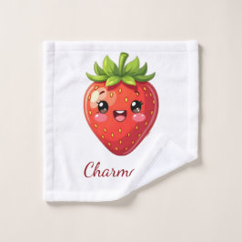 Toalha De Rosto Monogram cute strawberry kawaii