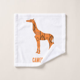 Toalha De Rosto monograma da silhueta de girafa abstrato