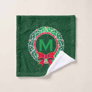 Toalha De Rosto Monograma Minimalista com Coroa em VERDE
