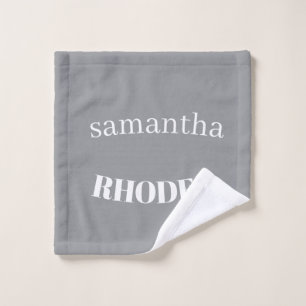 Toalha De Rosto Monograma minimalista personalizado cinza