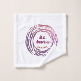 Toalha De Rosto Mrs name pink mauve border since year wedding brid