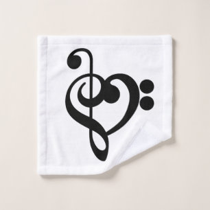 Toalha De Rosto Musical Music Heart - Treble Bass Clef