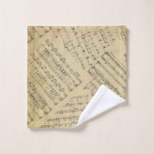 Toalha De Rosto Músico do padrão de notas de música Vintage Sheet
