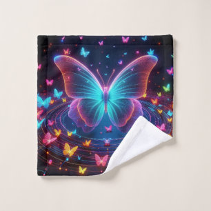 Toalha De Rosto Neon Butterflies