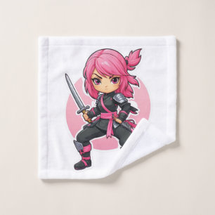 Toalha De Rosto Ninja Girl Rosa