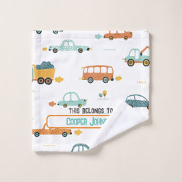 Toalha De Rosto Nome de carro personalizado pastel azul e laranja