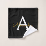 Toalha De Rosto Nome do Monograma Rapariga de Script Moderno Doura<br><div class="desc">Planejador de Notebook Espiral de Nome de Monograma Simples Preto e Dourado. Isto faz o doce e perfeito aniversário de 16 anos,  casamento,  chá de panela,  aniversário,  chá de fraldas ou festa de solteira presente para alguém que ama luxo de luxo e estilos quíticos.</div>