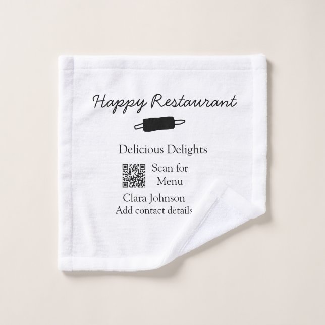 Toalha De Rosto Nome do restaurante digitalizar menu QR adicionar  (Pano de lavar)