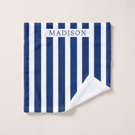 Toalha De Rosto Nome Personalizado Formal Elegante Listras Azul Ma
