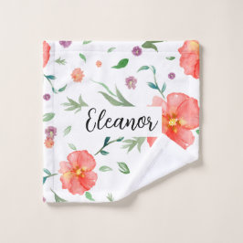Toalha De Rosto Nome personalizado Lava com Arte Floral