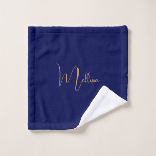 Toalha De Rosto Nome personalizado minimalista azul