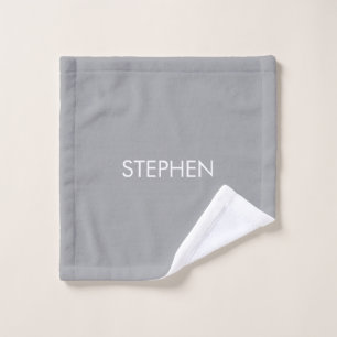 Toalha De Rosto Nome personalizado minimalista cinza 