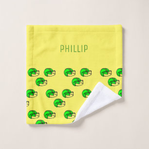 Toalha De Rosto Nome personalizado verde capacete amarelo