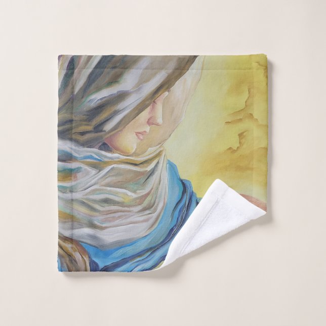 Toalha De Rosto Nossa Senhora do Silêncio segurando Jesus bebê (Pano de lavar)