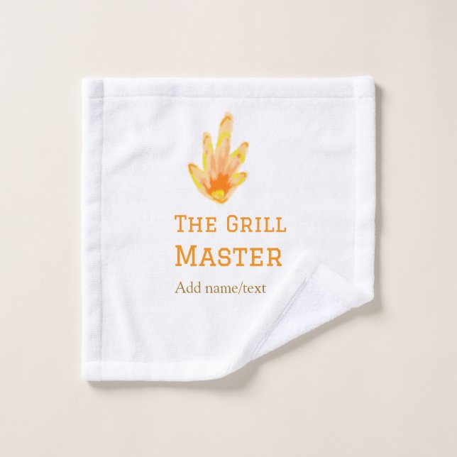 Toalha De Rosto O cozinhar de texto do nome de adição do churrasco (Pano de lavar)