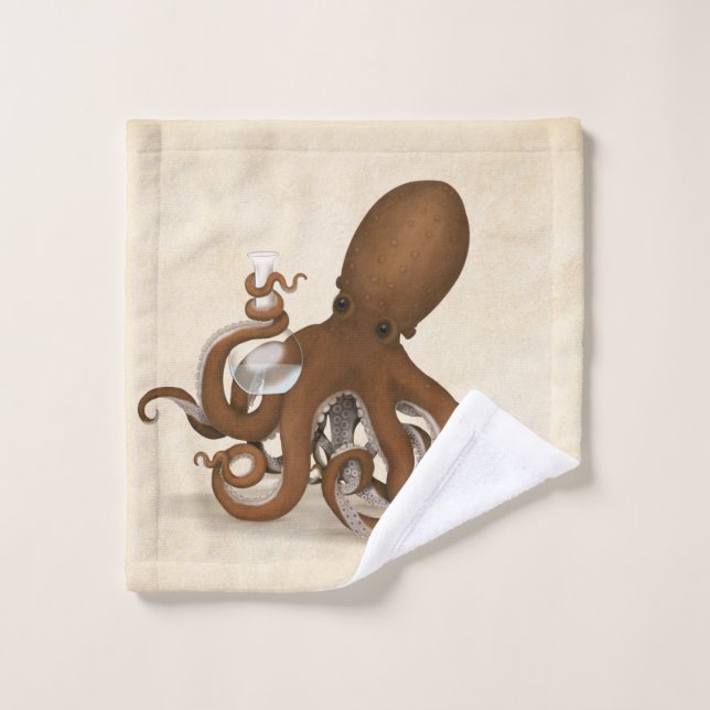 Toalha De Rosto Octopus Holding Glass Flask Chemistry Steampunk (Pano de lavar)