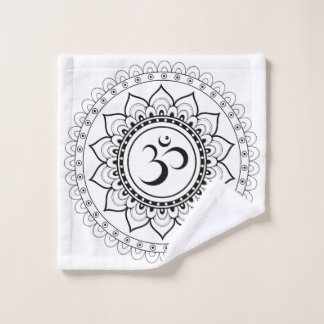 Toalha De Rosto Ohm Mandala Om Mandala Branco & Preto